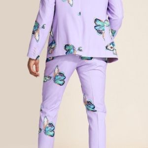 Skinny Purple Mens Suit Butterfly Small